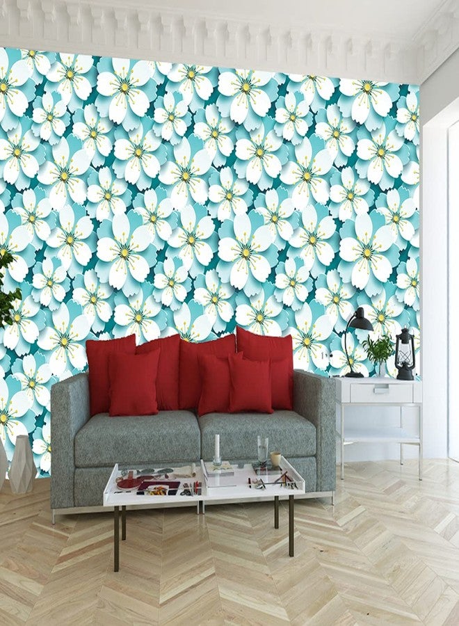 WallDaddy Self Adhesive Wall Stickers & Wallpapers | Large Size (40x200) CM for Wallpaper for Walls | Wallpaper for Drawing Room and | Wallpaper for Bedroom Blue Floral Wallpapers (Blue Flower) - Image 4